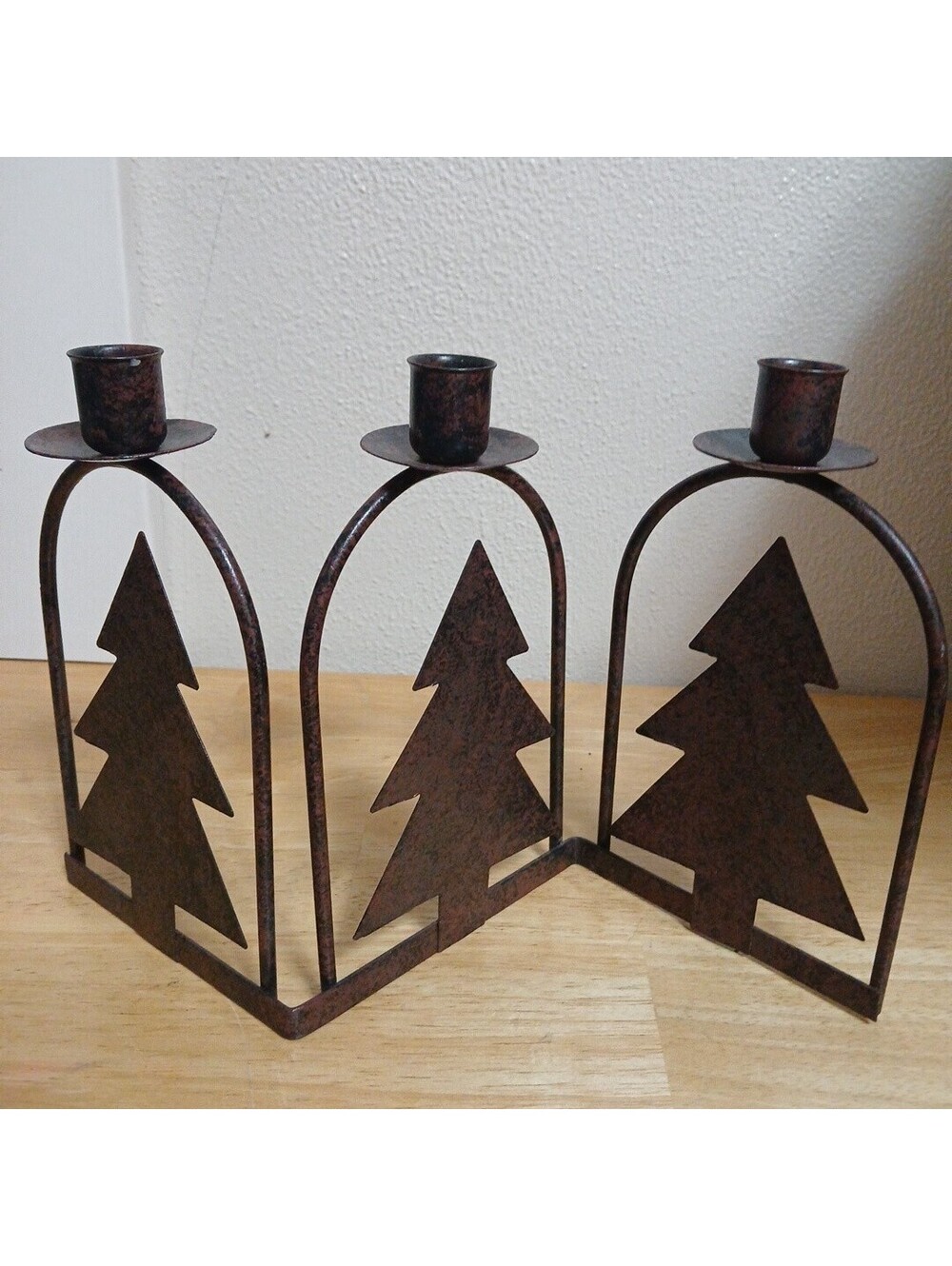 Brown And Black Metal Holiday Tree Candlestick Holder Rustick Festive Christmas
